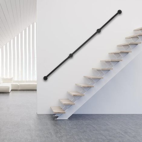 Barandilla de acero inoxidable de 12 pies, pasamanos para escaleras, tubo para pared, escalera, letrero mural, escalera interior, escalera exterior, pasamanos para balcón, 3 secciones.
