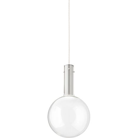 Suspension Led 7W En Verre Borosilicaté Transparent, Structure Chromée, Lumière Chaude 3000K, Dimensions 25X43 Cm - Perenz, Design Moderne (1/4)