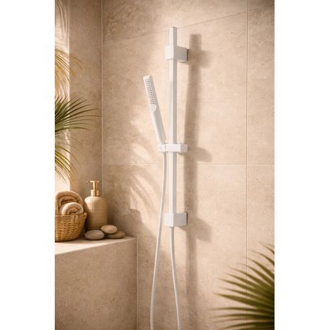 Exagonshop Asta doccia saliscendi con doccetta bianco