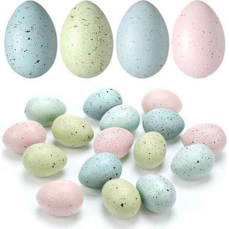 16 gesprenkelte Ostereier, 6 cm (2,4 Zoll), künstliche Hühnereier für Frühlings- und Osterdekorationen