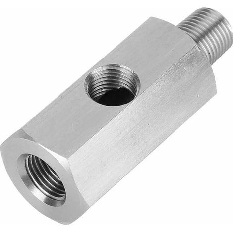 Adattatore per sensore di pressione dell'olio, raccordo a T in acciaio inox M10 per manometro pressione olio, adattatore da NPT per turbocompressore (1/5)