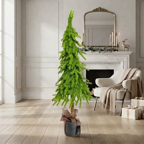 Alberello natalizio verde con glitter, decorazione da interno da h 60 cm (1/5)