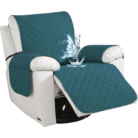 Housse de fauteuil imperméable 1 place, anti-taches, avec poches, pour enfants et animaux, vert foncé (1/5)