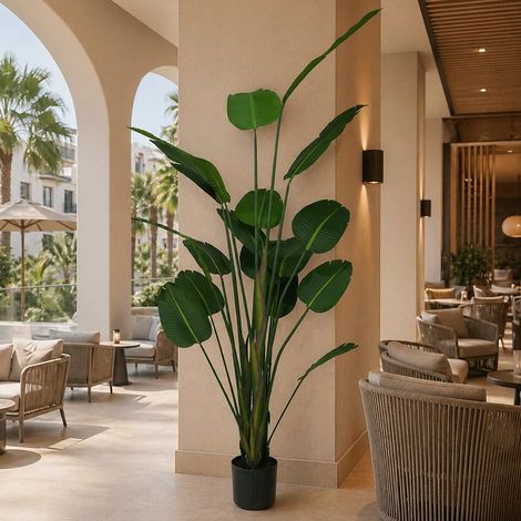 Strelitzia Artificiale con vaso pianta finta realistica decorativa h 210 cm