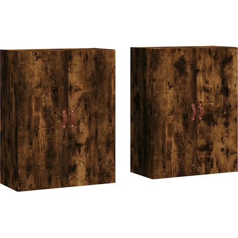 Set di 2 armadietti da parete eleganti design pratico portaoggetti 69,5 x 34 x 90 cm in legno multistrato rovere fumo 020055346