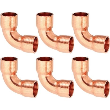 6pcs Raccord Coudé en Cuivre pour Tuyaux Gaz, 8mm Raccord Tuyau d'Arrosage Durite Essence, Raccords Tuyauterie à Pression pour HVAC Climatisation Plomberie, Épaisseur 0.8mm (1/5)