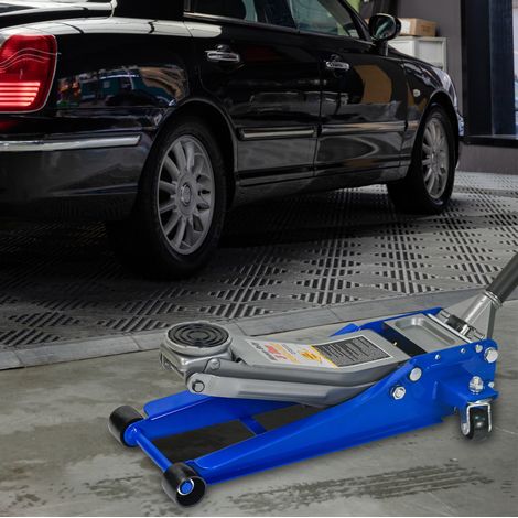 3-Tonnen-Hydraulikwagenheber mit Doppelkolbenpumpe, ohne Pedal, blau und silber OKMYHOME (1/5)