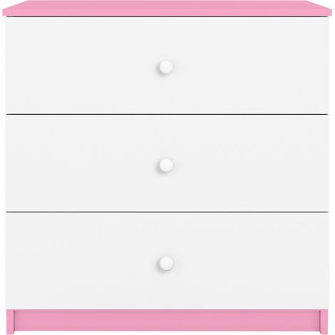Commode enfant rose et blanche Drimy 80cm (1/3)