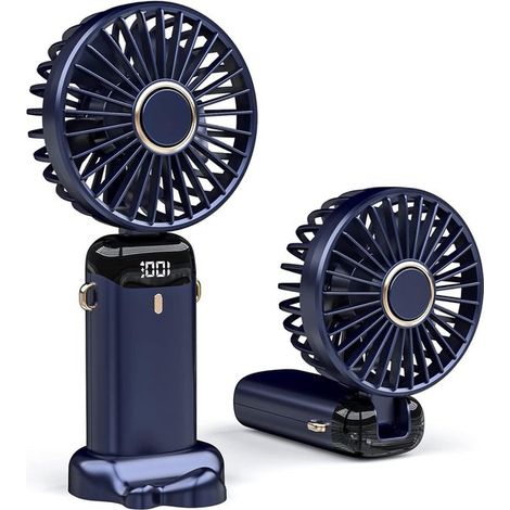 Mini ventilatore portatile a 5 velocità, batteria USB da 3000 mAh, pieghevole - blu (1/5)