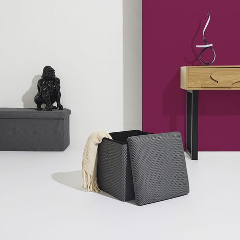 Coffre Pouf Pliable - HOME DECO FACTORY - Atome - Pratique - Gris (1/5)