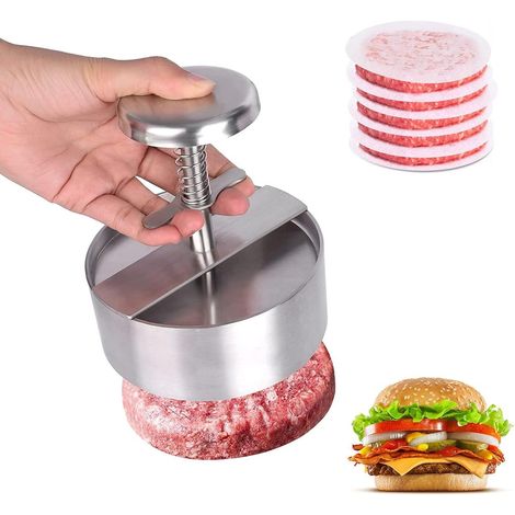 Pressa per hamburger in acciaio inox 304, pressa per hamburger regolabile per carne macinata, stampo antiaderente per carne macinata per feste e barbecue