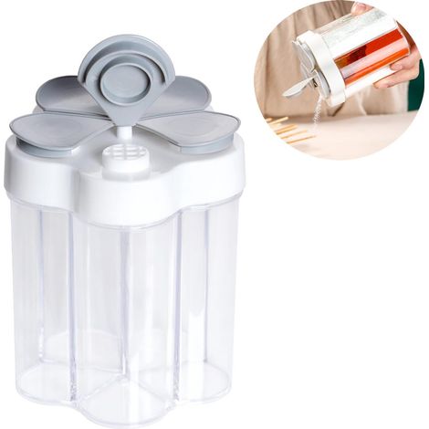 Pots à épices - Boîtes à épices portables 5 en 1 - Pots à épices de cuisine - Pots pour épices - Salière et poivrière - Pots à épices de voyage - Idéal pour la cuisine, le barbecue et le camping - Gri (1/4)