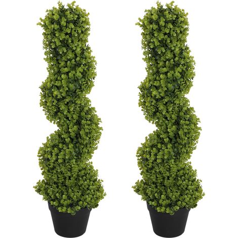 Lot de 2 plantes décoratives artificielles en pot, pour la maison, l'intérieur et l'extérieur, 90 cm, vertes