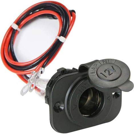 Prise allume-cigare avec fusible et câble - Adaptateur secteur pour voiture, bateau, moto - Prise de tableau de bord étanche et durable pour accessoires et appareils électroniques 12 V/24 V (1/4)