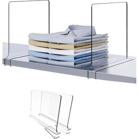 2 Pièces Séparateurs D'étagère Acrylique pour Armoire,Separateurde Penderie pour Organiser Vêtements,Séparateurs Etagère (1/4)
