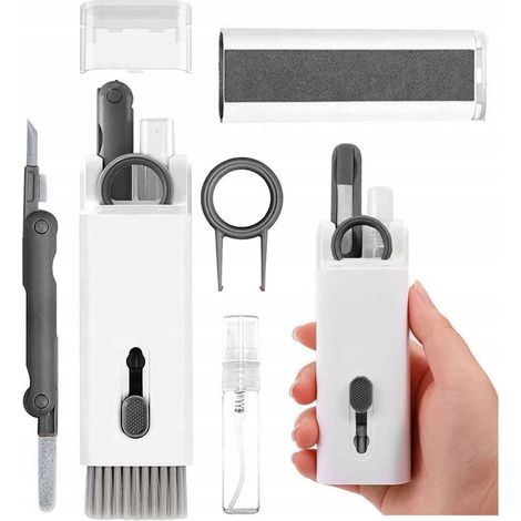 Kit di pulizia universale 7 in 1 per dispositivi elettronici, cuffie, telefoni, tastiere, grigio (1/2)