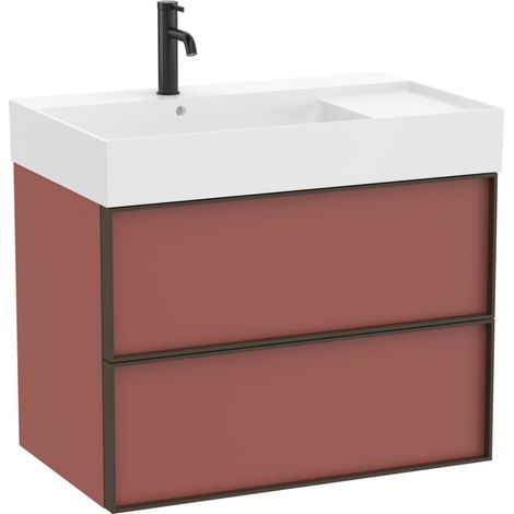 Pack meuble unik "INSPIRA" 800 - 2 tiroirs + lavabo plan en fineceramic - Terracotta Mat - Roca (1/2)