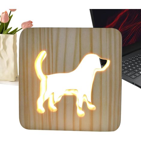 Veilleuses Nuit Enfant Mignonne Lampe Chien LED En Bois Veilleuses Nursery Pour L'Intérieur Chambre À Coucher Chambre Bébé Pièce Maison Chevet Étude Bureau Table Couloir École (1/5)