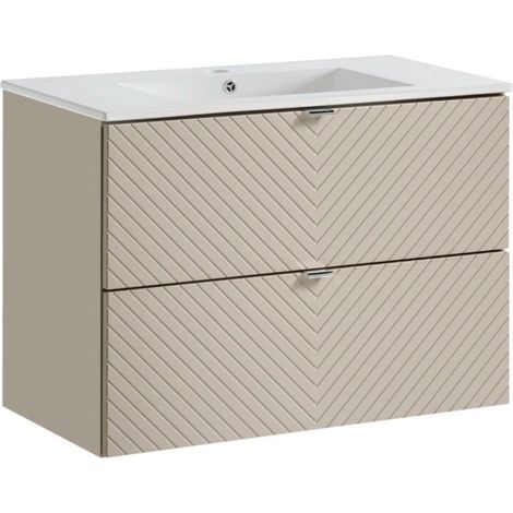 Set da bagno AOKI: mobile sotto lavabo con cassetti 80cm + lavabo bianco da incasso