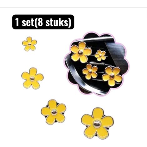 1 lot (8 pièces) - Désodorisants - Décoration de voiture à clipser en métal pour grille d'aération - Fleur à 5 feuilles pour grille d'aération - Contient uniquement des clips décoratifs, sans sachets (1/4)