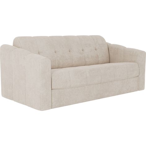 Canapé 3 places convertible express en tissu texturé beige - Couchage 140 cm - Matelas 14 cm DARIELO