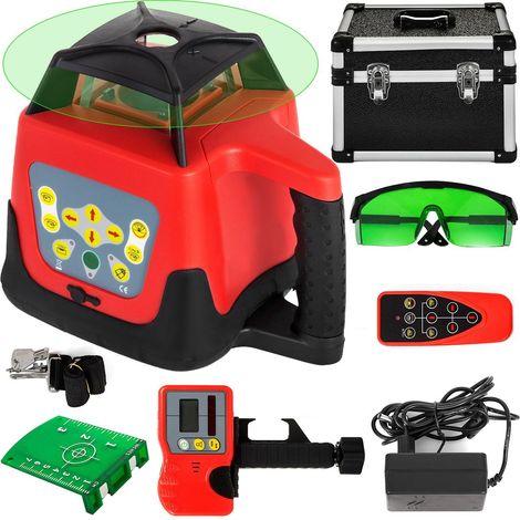 Niveau laser vert auto-rotatif professionnel avec télécommande et mallette de transport pour des niveaux précis et faciles. (1/5)