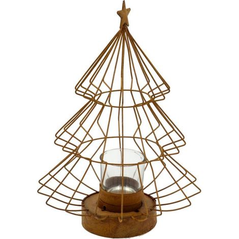 ALBERO NATALIZIO IN METALLO RUGGINE H 22 CM