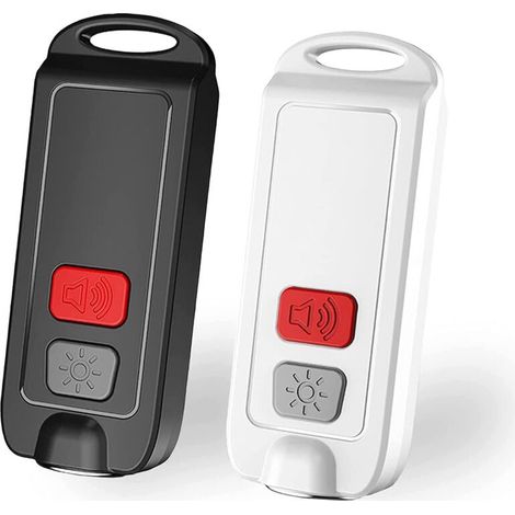 Allarme di sicurezza personale da 130 dB, allarme di autodifesa, torcia di emergenza a LED ricaricabile per donne, anziani, bambini (bianco e nero, confezione da 2) (1/4)