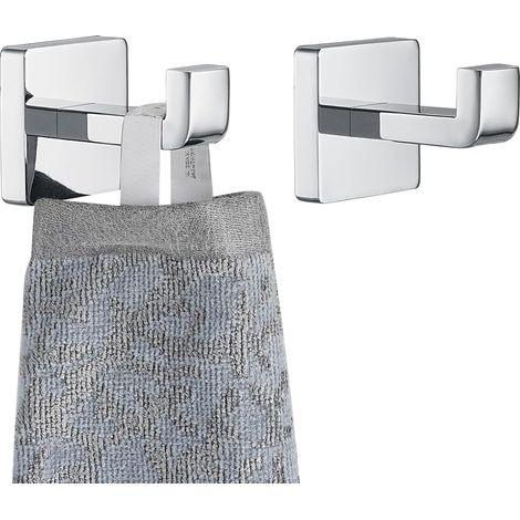 JANMIR-Crochet mural chromé pour serviette de salle de bain, peignoir et vêtements, idéal pour la cuisine, le garage ou la salle de bain. Acier inoxydable SUS 304, épaisseur 0,8 mm, lot de 2, finition (1/5)