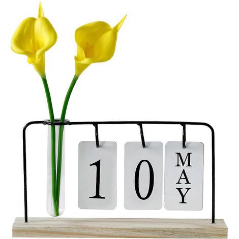 Calendrier perpétuel à feuillets rabattables  Support en bois avec feuillets rabattables en carton, décoration pour la maison, le bureau et les mariages, bureau (1/5)