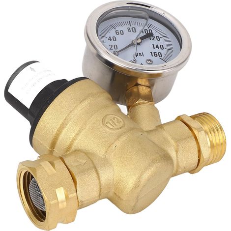 Régulateur de pression d'eau réglable en laiton et fer, filetage 3/4 pouce, avec manomètre, pour camping-car. (1/5)