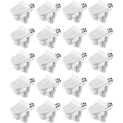 cyclingcolors 20x reggipiani perni supporto mensole 5mm Bianco staffe plastico + acciaio tasselli scaffale mobili (1/3)