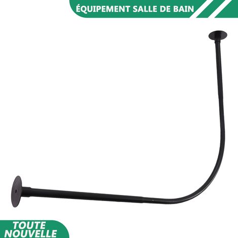 WAOBDLA 95x130cm rail de rideau de douche rétractable rail de douche en forme de L baignoire d'angle en acier inoxydable tige télescopique (1/5)
