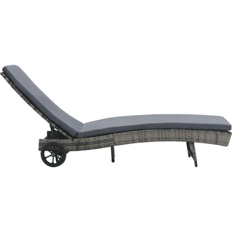 Maison Exclusive - Lettino Prendisole con Cuscino e Ruote in Polyrattan Antracite (1/5)
