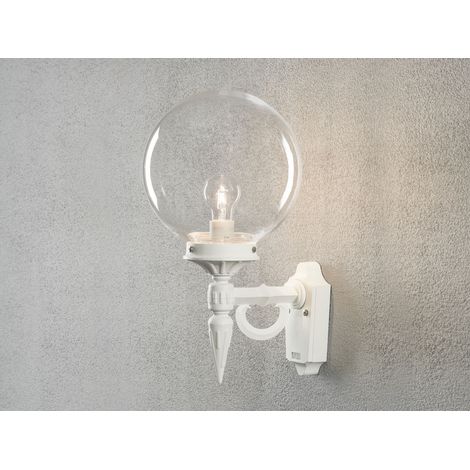Außenwandleuchte ORION Aluminium Weiß mit Glaskugel, Höhe 44cm (1/5)