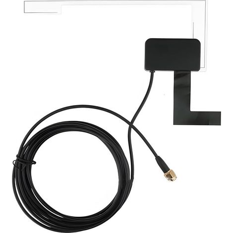 Antenne de voiture DAB+ AM FM DAB SMB 90° femelle 3 m câble antenne disque actif pour autoradio numérique pare-brise montage en verre 170-240 MHz et 1452-1492 MHz 5 V/12 V universelle (1/5)