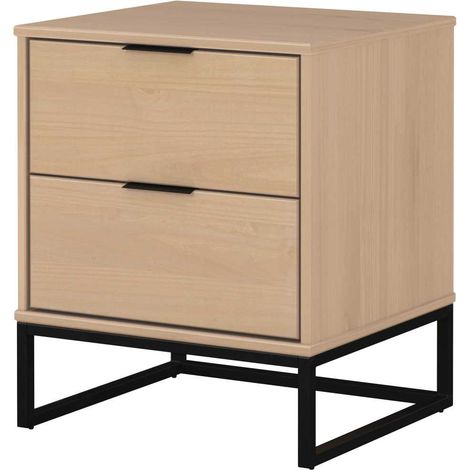 Chevet 2 tiroirs 50x45x59 cm en pin naturel - VYRNO (1/3)