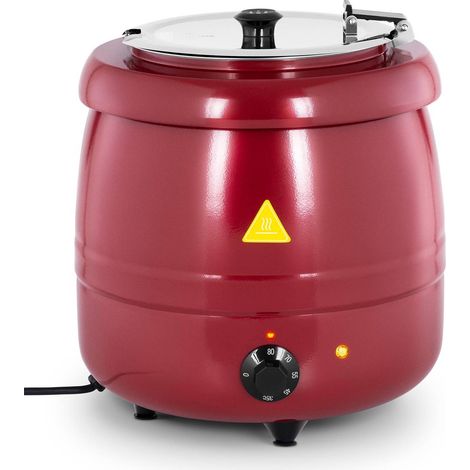 Hervidor eléctrico para sopa, acero inoxidable, tacto frío, 400 W, 10 l, 35-80 °C, rojo (1/4)