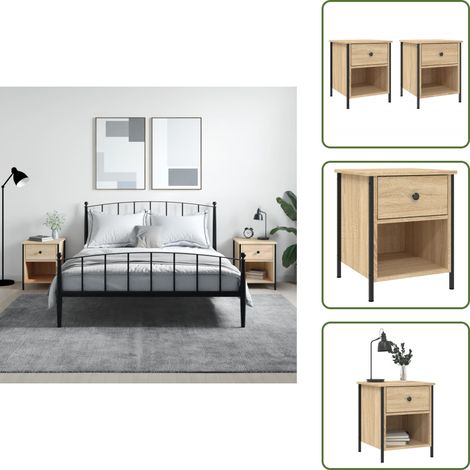 Nachttische 2 Stk. Sonoma-Eiche 40x42x50 cm Holzwerkstoff - Nachttische - Holzwerkstoffeinrichtung - Kommode - Sideboard - Schlafzimmermöbel (1/5)
