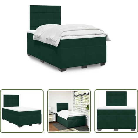 vidaXL Sommier à lattes de lit avec matelas vert foncé 120x190 cm (1/5)
