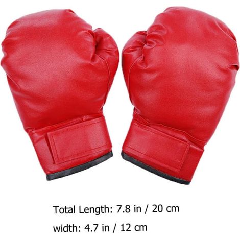 Moufles de Boxe Fermeture Poignet Élargie Ajustable en PU et Éponge Rouges Garçon et Filles pour Entraînement de Kickboxing et Sparring (1/5)