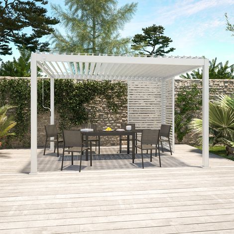 Persienne 130cm pour pergola bioclimatique Triomphe. côté 4m. panneau brise vue. aluminium. blanc