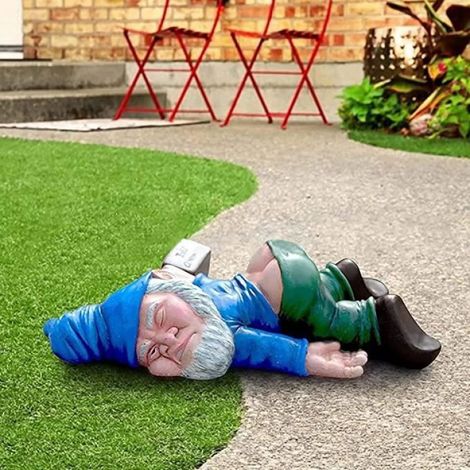 Nain de jardin polyrésine Sculpture extérieure gnome Statue Figurine de jardin Art décor de jardin pour pelouse cour balcon porche (1/4)