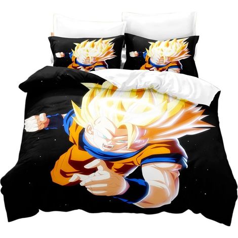Housse de couette Kakarotto, microfibre, motif 3D, multicolore, avec taies d'oreiller, ensemble deux pièces 90 x 200 cm (1/5)