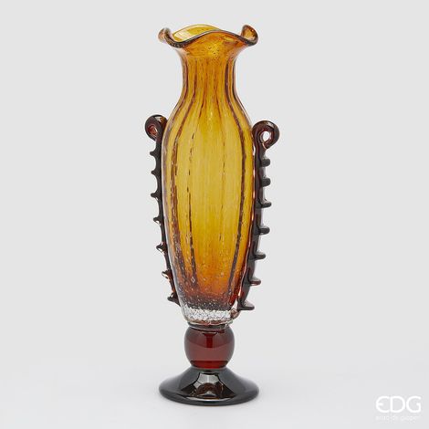 EDG Enzo De Gasperi Vaso Corinto Coppa H 50 Cm L 20 Cm L 14 Cm Vetro Amber (1/5)
