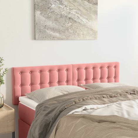 Lot de 2 Têtes de lit classiques pour Chambre Rose 72x5x78/88 cm Velours -BV29049 (1/5)