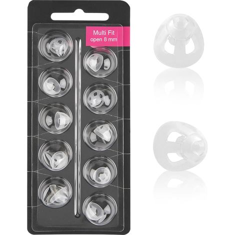 Dômes pour Oticon Minifit Appareils Auditifs, Lot de 10 Dômes de Rechange pour Prothèses Bouchons D'oreille de Remplacement en Silicone pour Appareils Auditifs Bass Domes (8mm) (1/5)