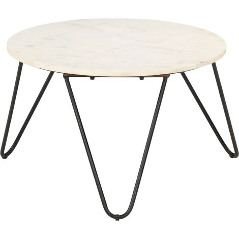 Couchtisch Weiß 65x65x42 cm Echtstein in Marmoroptik (1/5)