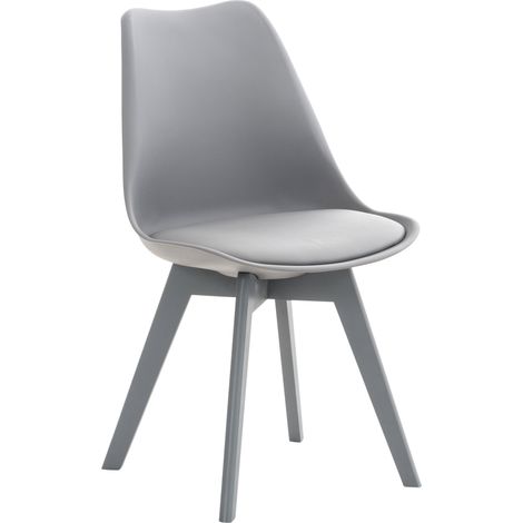 Chaise de salle à manger Linares-confort moderne-design élégant-pieds robustes-idéal repas et déco Gris / Gris Plastique (1/5)