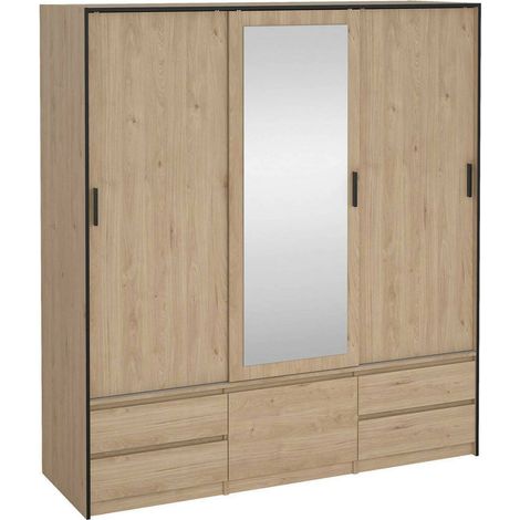 Dmora - Armadio multiuso grande Agnes, Mobile multifunzionale, Mobiletto scarpiera, Guardaroba porta scarpe, 181x60 h200 cm, Rovere
